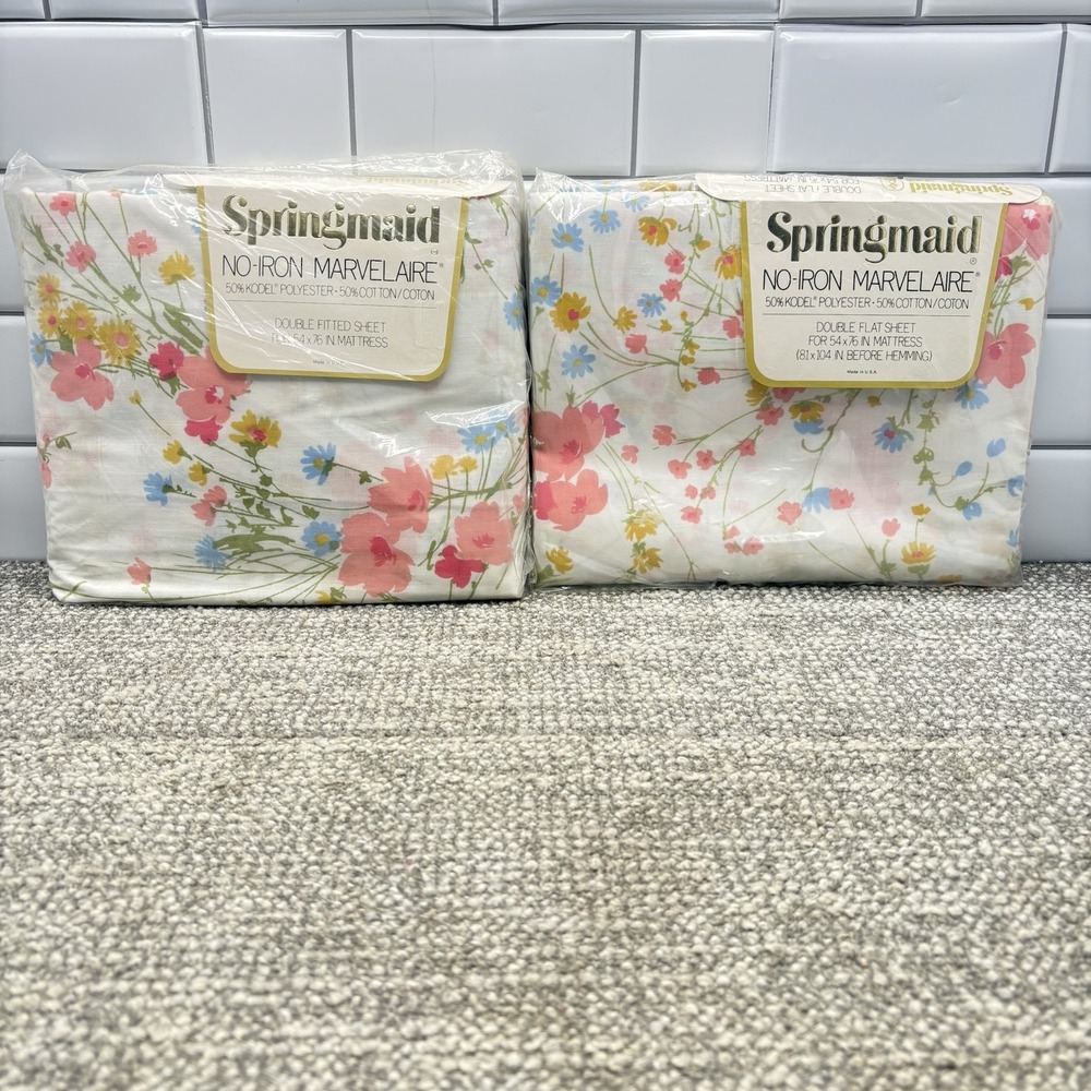 Springmaid Marvelaire DBL Sheet Set 54 x76 Windrift No Iron NEW